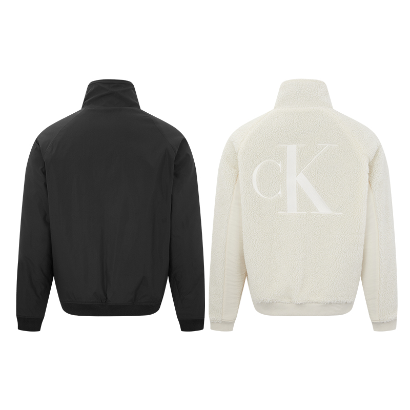 Calvin Klein Logo Print Sherpa Fleece Jacket Unisex in Black/White. J319278 圖 3