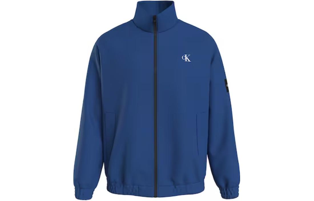 Calvin Klein Logo Print Zip-Up Stand Collar Jacket - Blue J30J322942-C3B