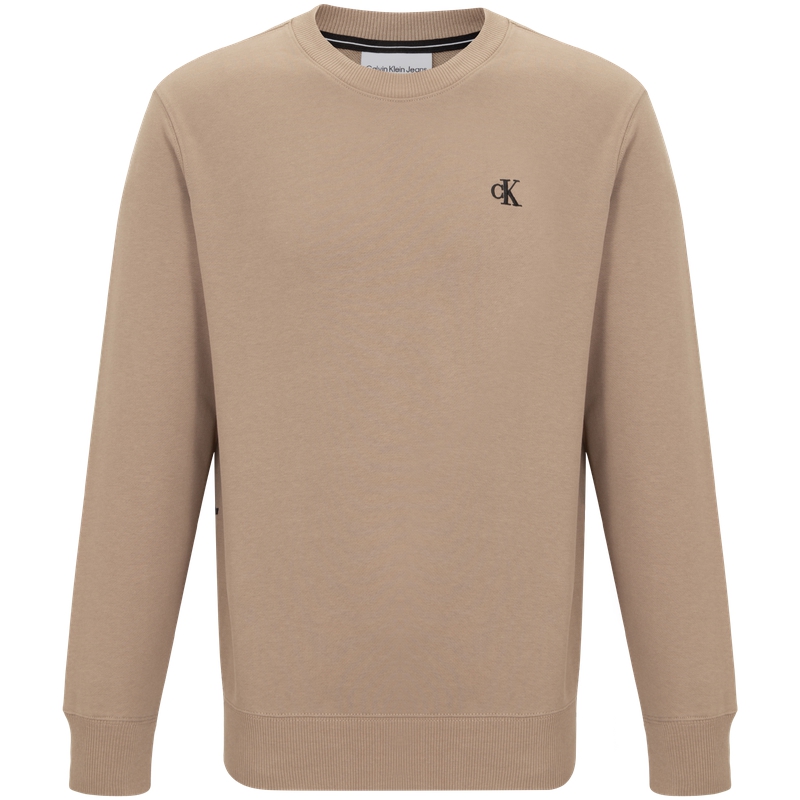 Calvin Klein Logo Split Print Cotton Crewneck Sweatshirt Brown () J323239