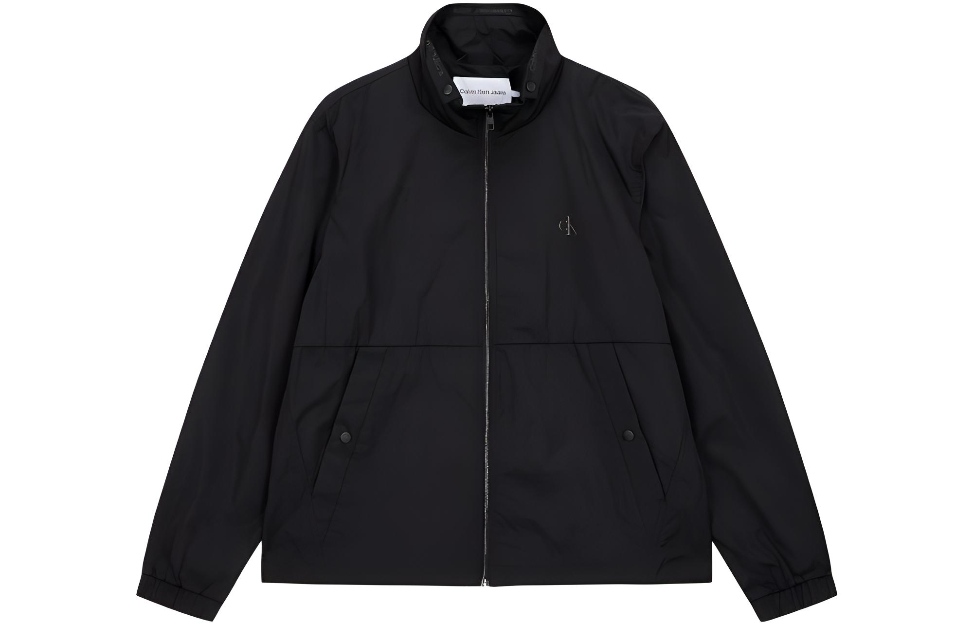 Calvin Klein Logo Stand Collar Zip-Up Jacket Black Spring Autumn Long Sleeve J320579-BEH