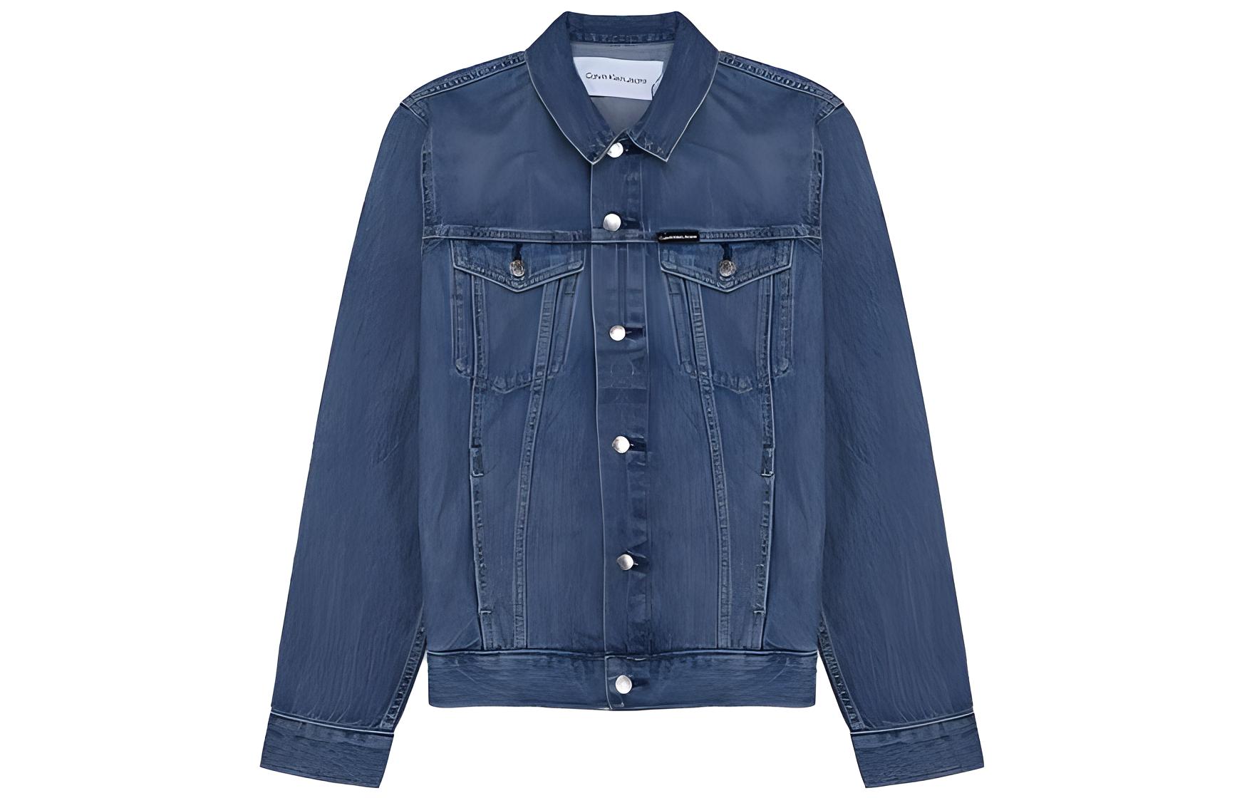 Calvin Klein Loose-Fit Solid Blue Collared Jacket 40GM720-420-S