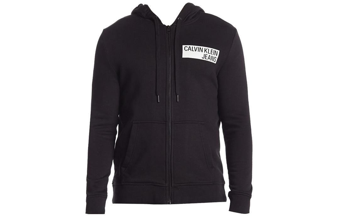 Calvin Klein Loose Fit Black Hoodie with Drawstring and Zipper 41J7544-010