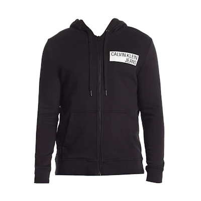 Calvin Klein Loose Fit Black Hoodie with Drawstring and Zipper 41J7544-010