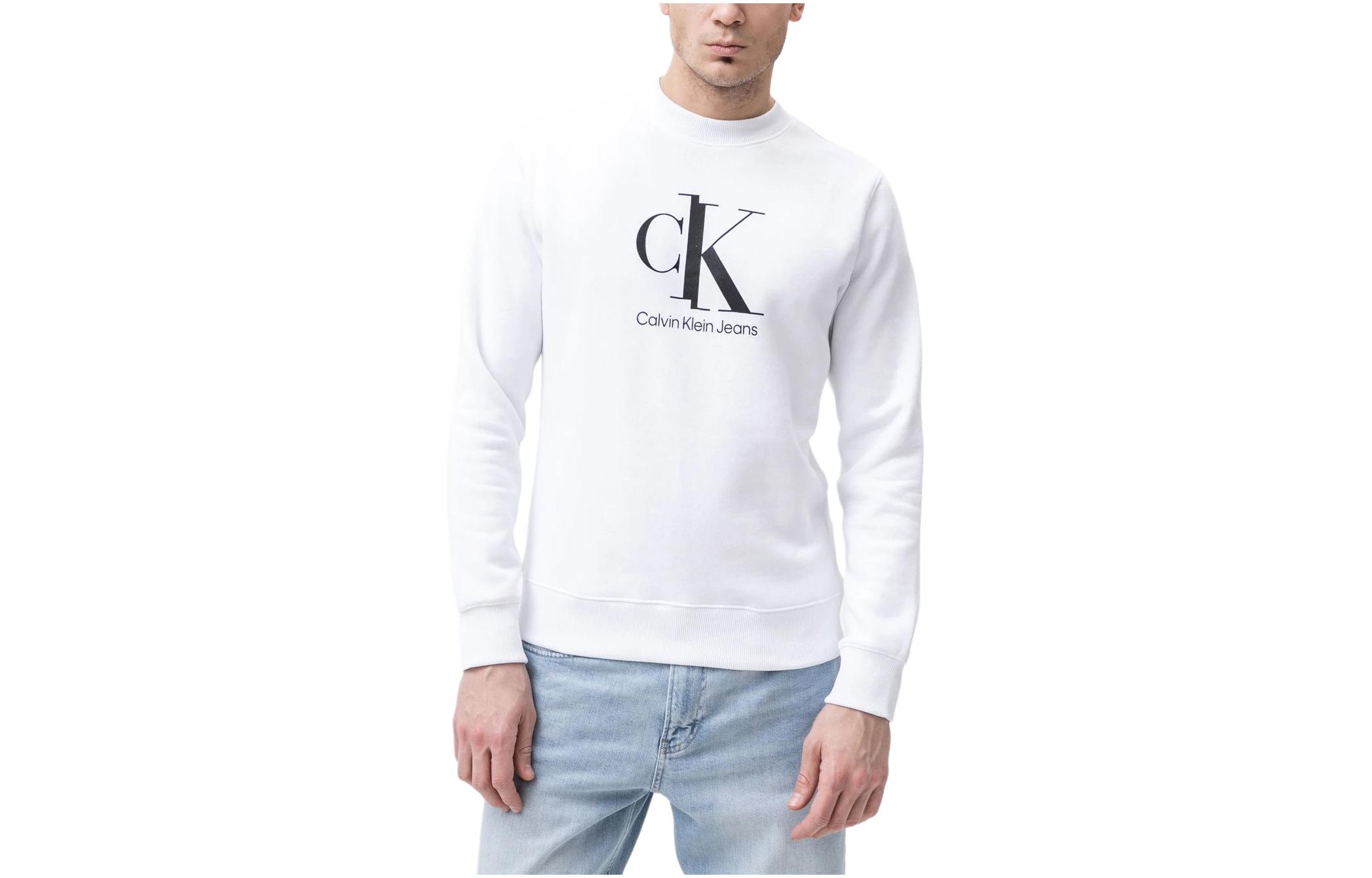 Calvin Klein Loose Fit Crewneck Long Sleeve Sweatshirt White () J30J319944-YAF