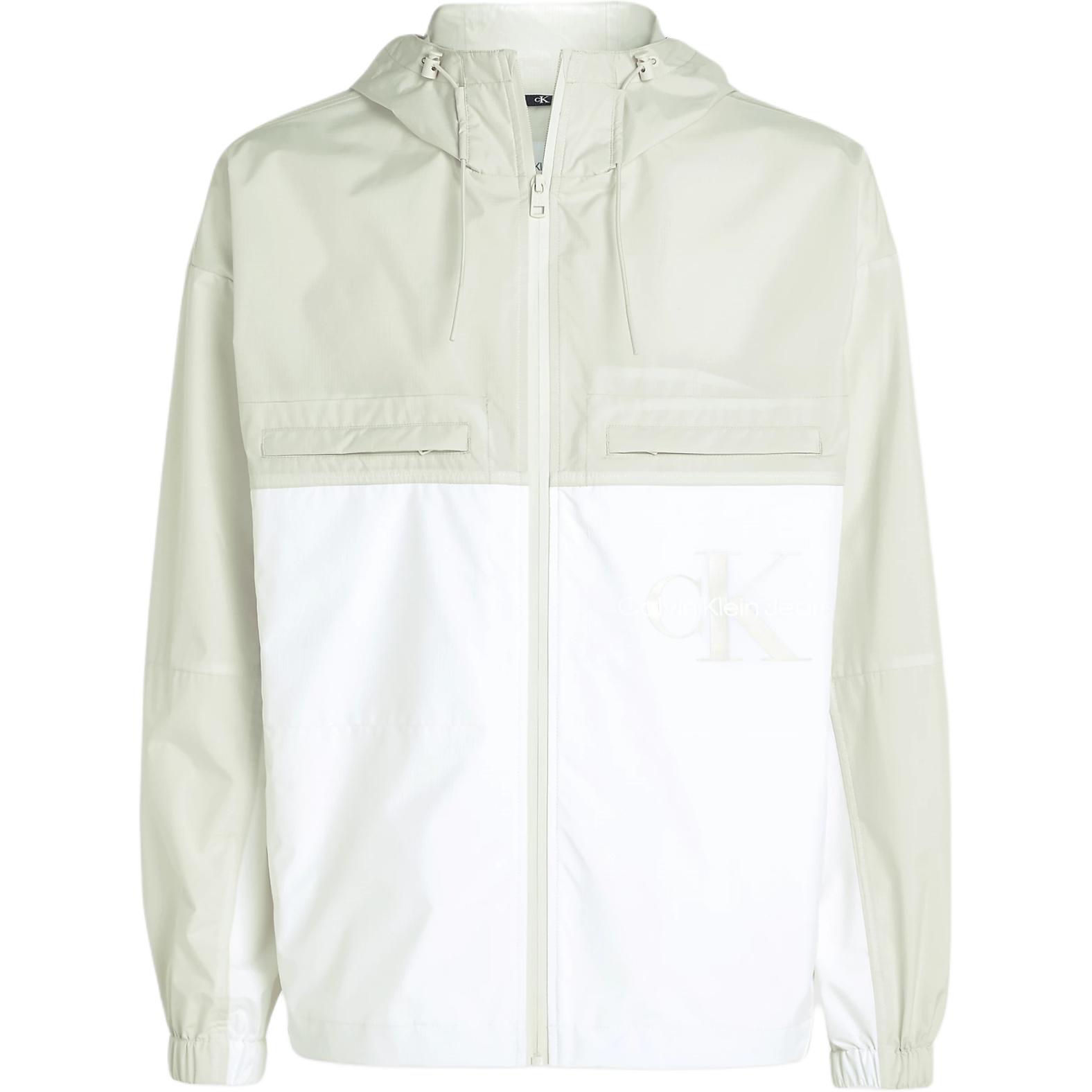 Calvin Klein Loose Fit Hooded Letter Zip Jacket White ( European Edition) J30J325112-CGA