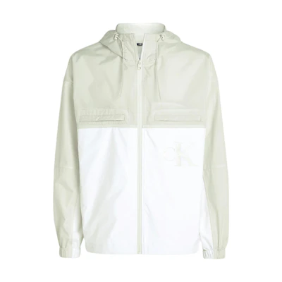 Calvin Klein Loose Fit Hooded Letter Zip Jacket White ( European Edition) J30J325112-CGA