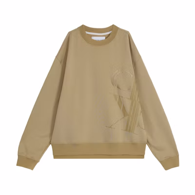 Calvin Klein Loose Fit Letter Print Double-Sided Knit Sweatshirt Beige J322661