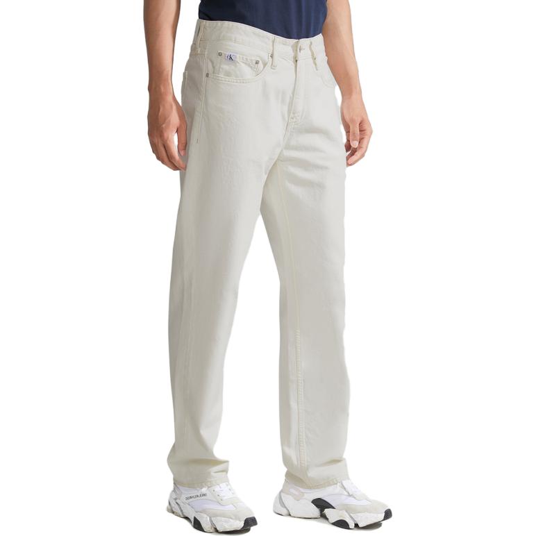Shop Calvin Klein Seluar Jeans Loose Fit Kapas Putih Tulen Lelaki J321443