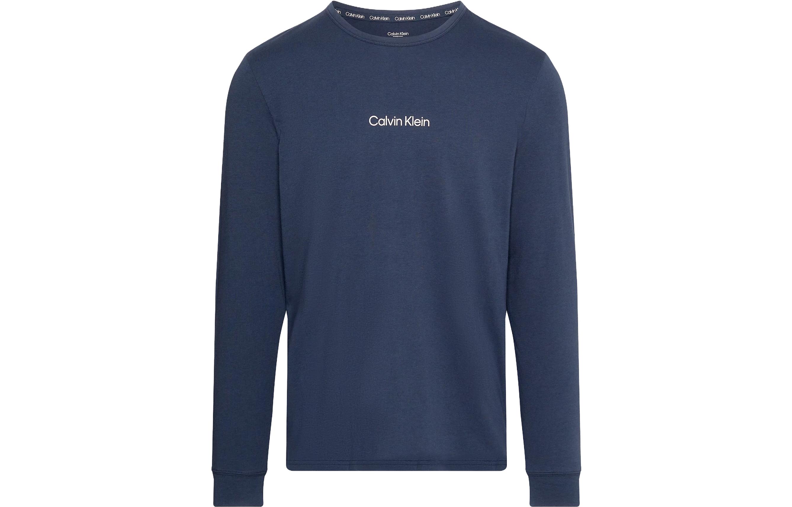 Calvin Klein Lounge Long-Sleeve T-Shirt - Navy Modern Letter Print NM2171E-CCU