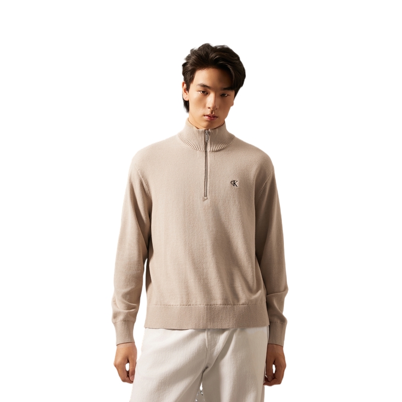 Cheap CALVIN KLEIN Men’s Casual Embroidered Half-Zip Knit Pullover Sweater. J326793