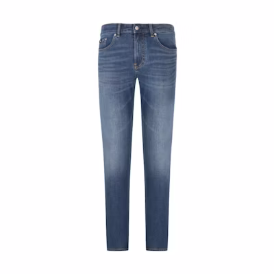 CALVIN KLEIN Mens Relaxed Fit Washed Logo Denim Jeans Dark Blue J322284-1A4