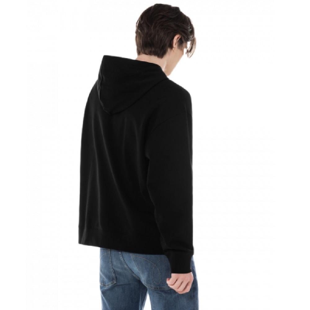 Shop Calvin Klein 简约刺绣Logo纯棉连帽衫黑色休闲装 40HM231-BAE
