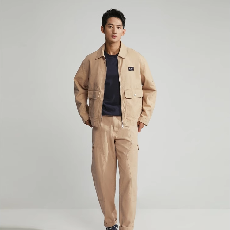 Calvin Klein Minimalist Khaki Jacket for Men - Spring Autumn Outerwear. J324221 圖 3