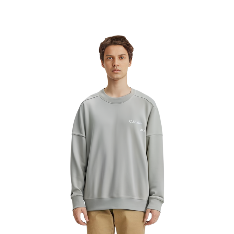 Purchase Calvin Klein 极简字母宽松版男女同款休闲圆领卫衣 - 米白色 J400142-ACF