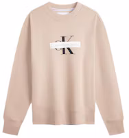 Order Calvin Klein Minimalist Logo Crewneck Sweatshirt Beige Brown Casual Wear J324113-PED
