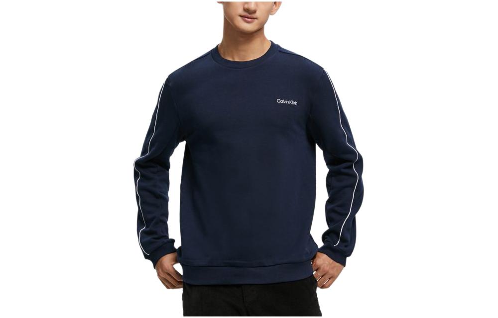 Calvin Klein Minimalist Logo Embroidered Navy Blue Crewneck Sweatshirt 40KC400-CEF