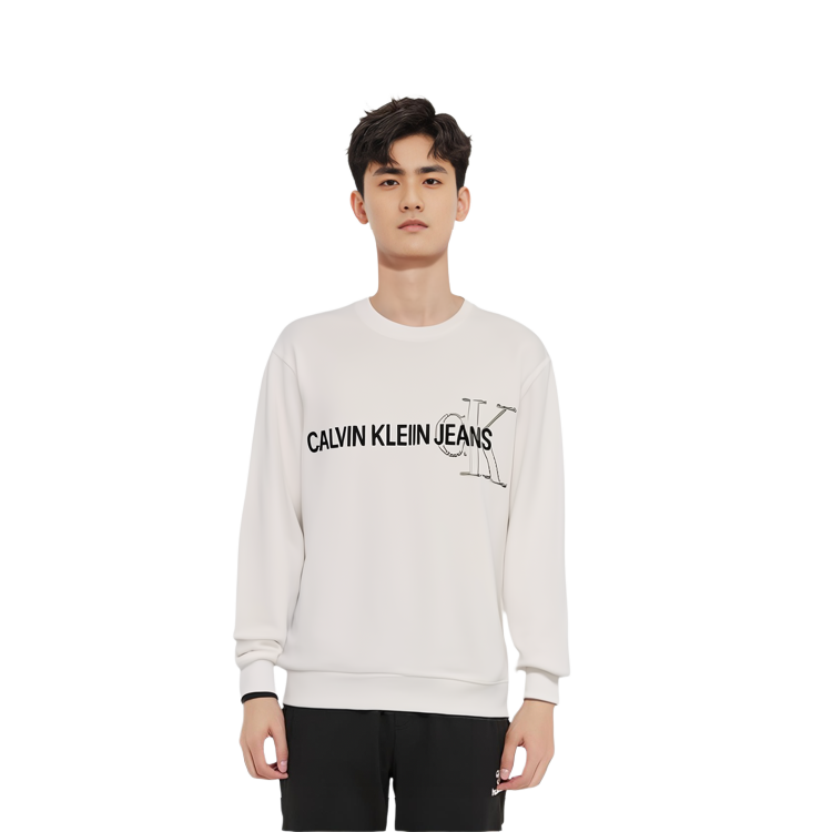 Shop CALVIN KLEIN Sudadera Blanca Hombre Logo Minimalista Manga Larga J319155-YAF