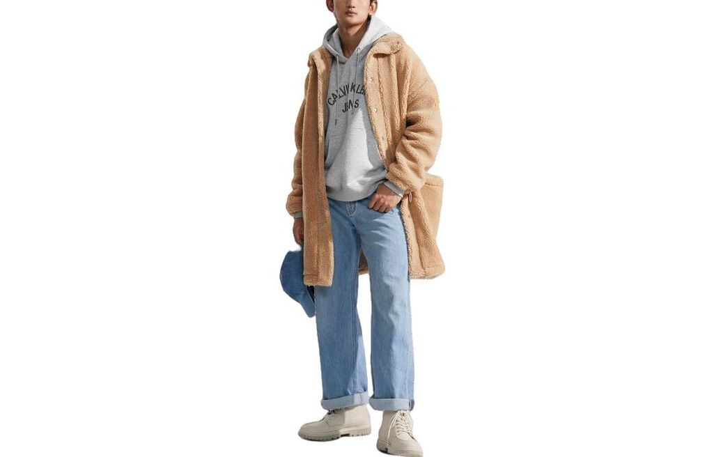 Calvin Klein Minimalist Oversized Pocket Embroidered Thick Jacket Beige Unisex J400133-AB2