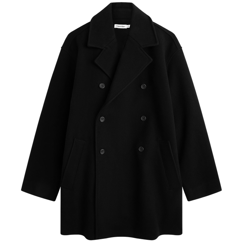 Calvin Klein Minimalist Wool Blend Double-Breasted Jacket Unisex - Space Black 40934STBAE