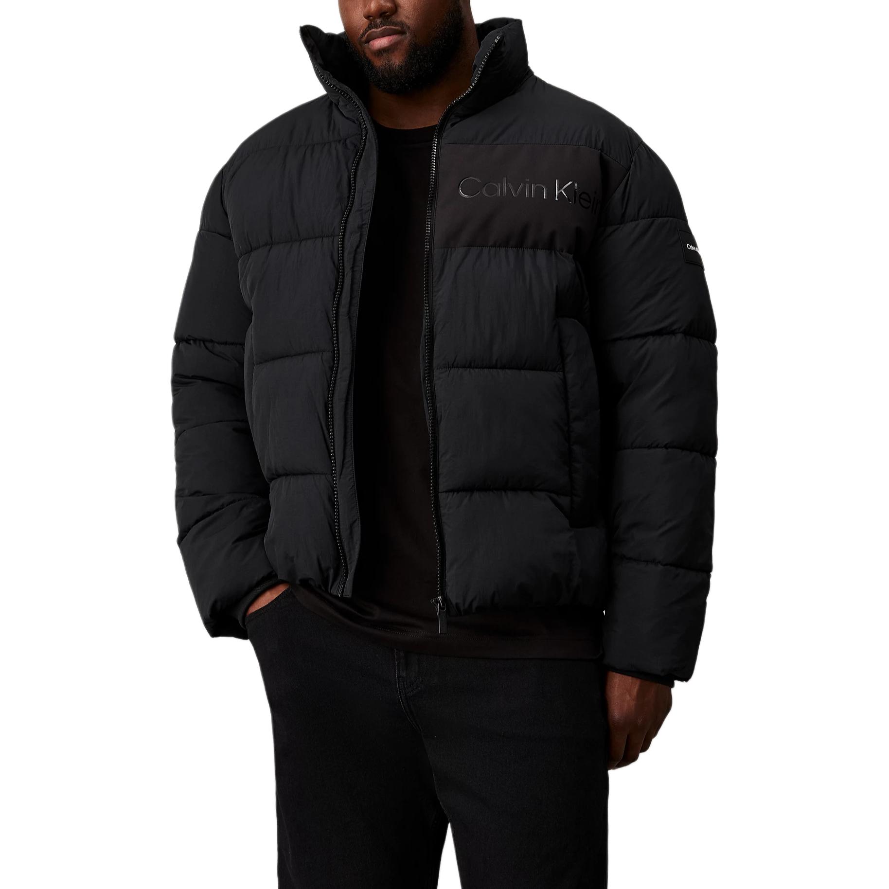 Calvin Klein Monogram Logo Oversized Stand Collar Jacket Black ( European Fit) K10K112916-BEH