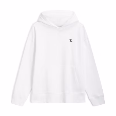 Calvin Klein Moonlight White Embroidered Fleece Pullover Hoodie 40HM256-540