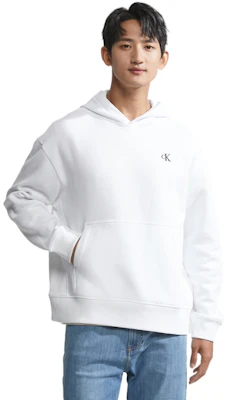 Calvin Klein月光白绣花抓绒套头连帽衫 40HM256-540 Shop Calvin Klein月光白绣花抓绒套头连帽衫 40HM256-540