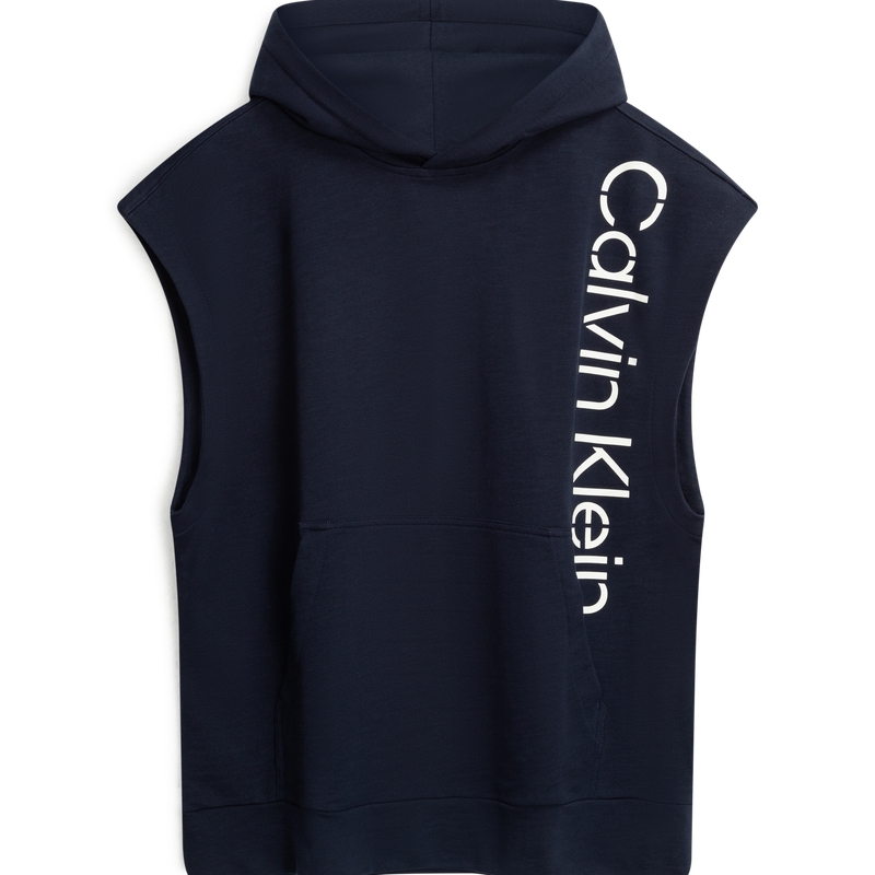 Calvin Klein Navy Loose Fit Sleeveless Hoodie with Logo Print 40LM206CEF