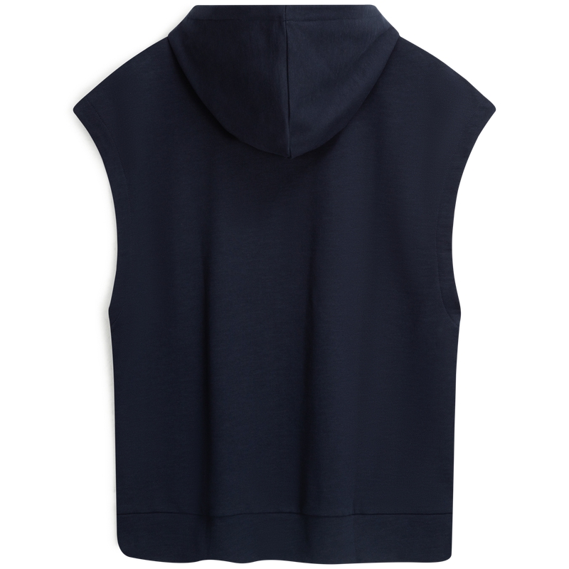 Lookbook 卡尔文克莱因 海军蓝宽松无袖连帽衫带Logo印花 40LM206CEF