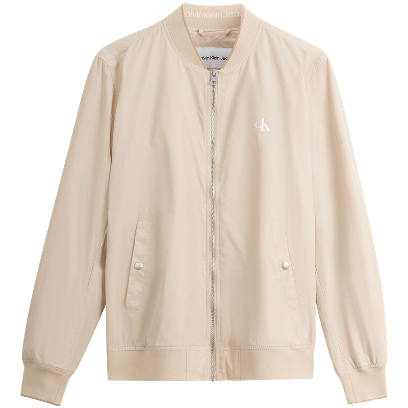 Calvin Klein Oat Milk Casual Letter Print Bomber Jacket J322260