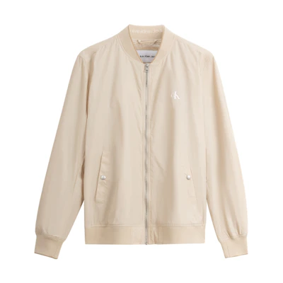 Calvin Klein Oat Milk Casual Letter Print Bomber Jacket J322260