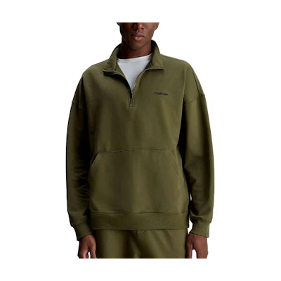 Calvin Klein Olive Quarter-Zip Logo Sweatshirt European Edition 000NM2299E-FQ3
