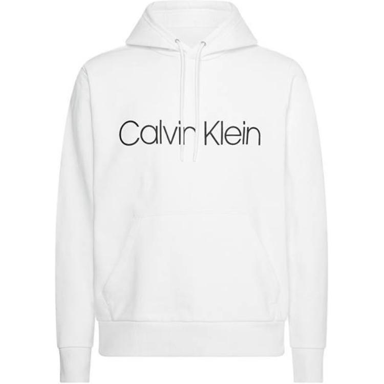 Calvin Klein Organic Logo White Pullover Hoodie Long Sleeve Sweater K10K104060-117