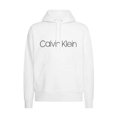 Calvin Klein Organic Logo White Pullover Hoodie Long Sleeve Sweater K10K104060-117
