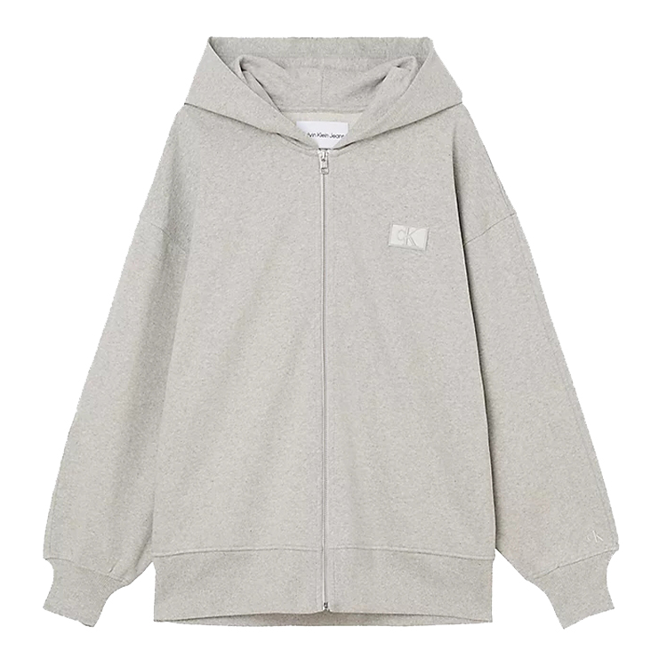 Calvin Klein Oversized Solid Zip Hoodie Unisex Light Gray J20J219756P01