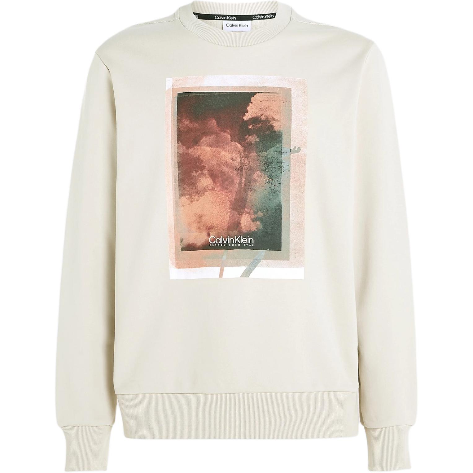 Calvin Klein Photo Print Crewneck Sweatshirt Men’s Off-White European Style K10K112756-PB5