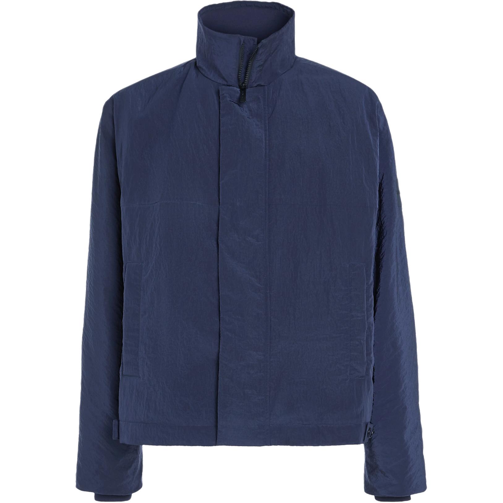 Calvin Klein Pleated Loose Lightweight Stand Collar Jacket Night Sky Blue Mens K10K112363-CHW