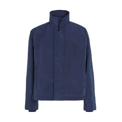 Calvin Klein Pleated Loose Lightweight Stand Collar Jacket Night Sky Blue Mens K10K112363-CHW