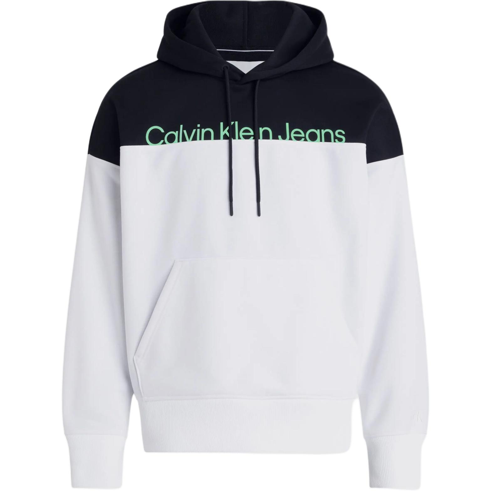 Calvin Klein Relaxed Color Block Hoodie Black White Letter Print J30J324089-YAF