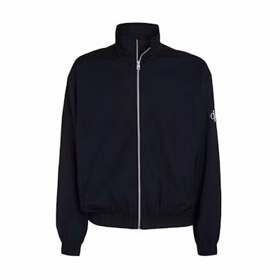 Calvin Klein Relaxed Cotton Zip-Up Jacket Black with Letter Logo J30J325316-BEH