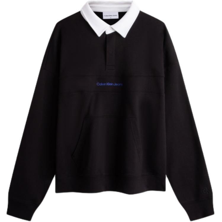 Calvin Klein Retro Cotton Embroidered Contrast Polo Sweatshirt J324404