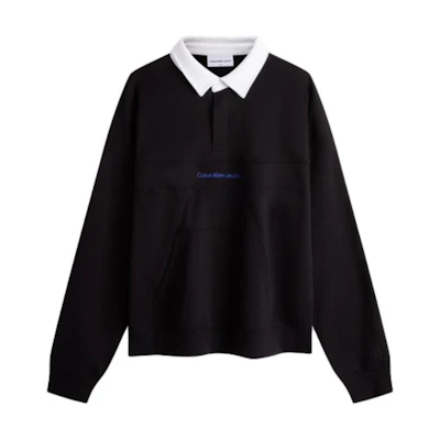 Calvin Klein Retro Cotton Embroidered Contrast Polo Sweatshirt J324404