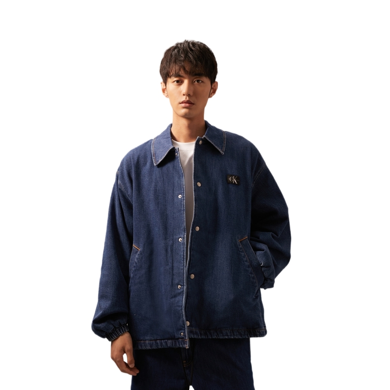 Shop Calvin Klein Retro Jaket Denim Quilted Ringkas - Biru Denim J325534