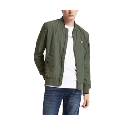Calvin Klein Retro Trim Embroidered Bomber Jacket Military Green J318040-MRY