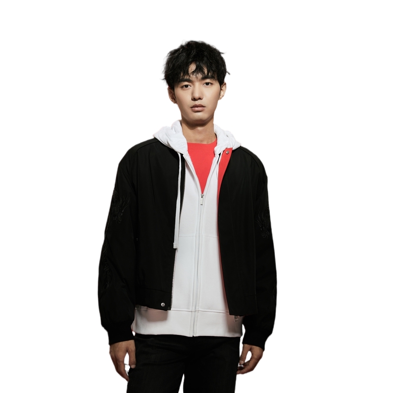 Shop Calvin Klein双面龙刺绣飞行夹克男女通用 J324916