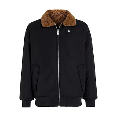 Calvin Klein Reversible Fleece Zip-Up Jacket Black Long Sleeve Outerwear J30J324123-BEH