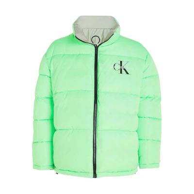 Calvin Klein Reversible Logo Zip-Up Jacket Green Long Sleeve Outerwear J30J324438-PED