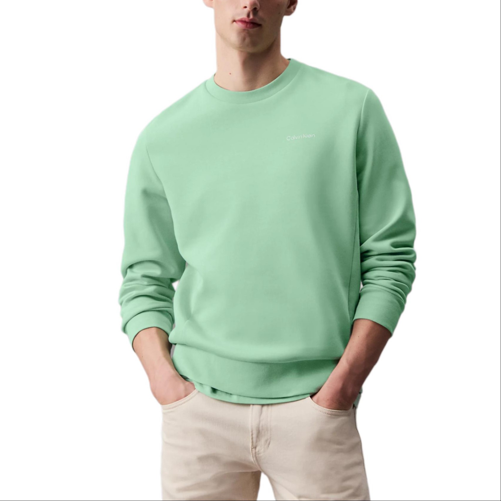 Calvin Klein Ribbed Knit Logo Print Crewneck Sweatshirt European Style - K10K109926-LHH