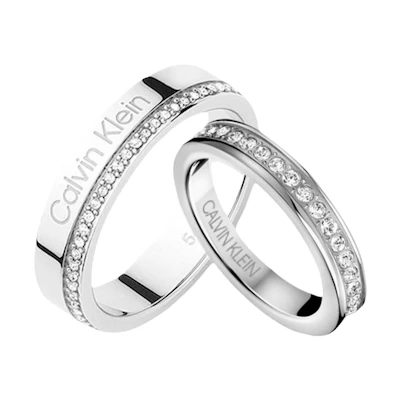 Calvin Klein Silver Crystalline Star Parallel Line Ring with Crystals (Unisex). 35000200CPKJ