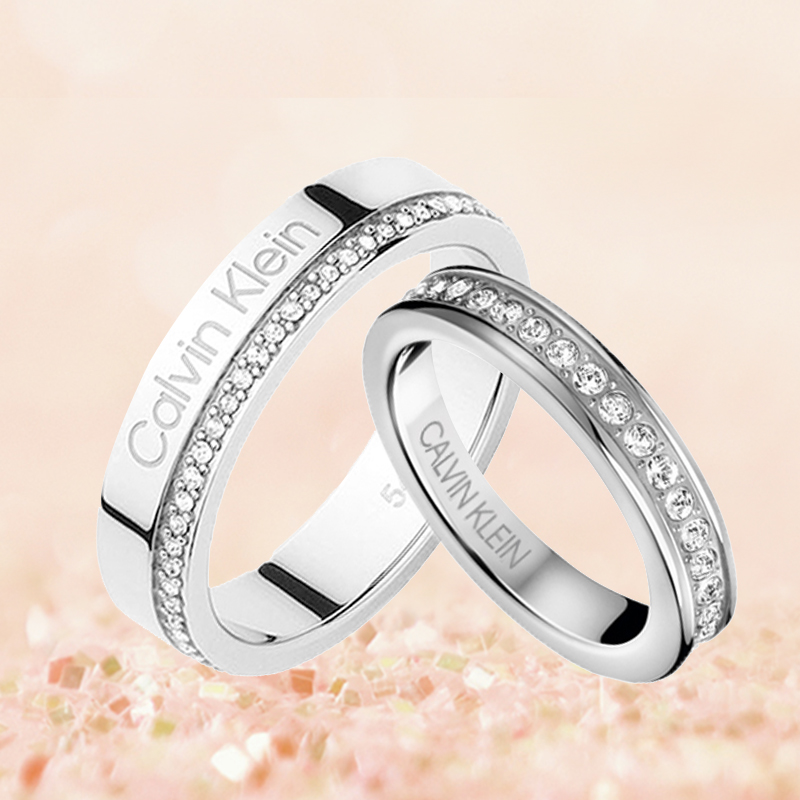 Details for Calvin Klein Silver Crystalline Star Parallel Line Ring with Crystals (Unisex). 35000200CPKJ