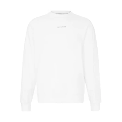 Calvin Klein Simple Logo Print Crewneck Long Sleeve Sweatshirt White () J318507-YAF
